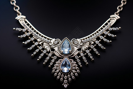 魅力珠宝海报图片闪耀夺目的蓝宝石项链（电商零售）背景