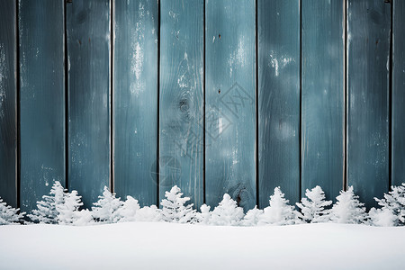 雪中木栅栏背景图片