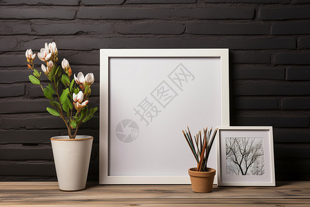 植物花藤相框桌子上的相框花朵背景