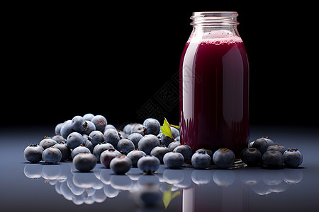 矢量蓝莓果汁蓝莓汁和蓝莓背景