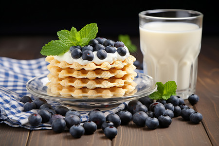 蓝莓味牛奶条蓝莓华夫饼背景