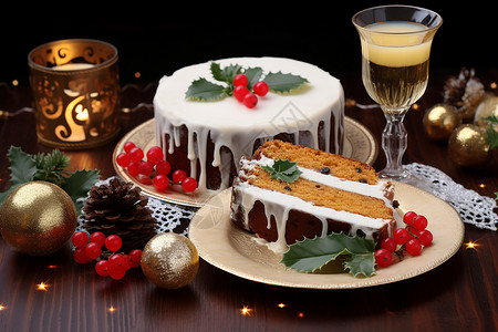 圣诞节的美味蛋糕背景图片