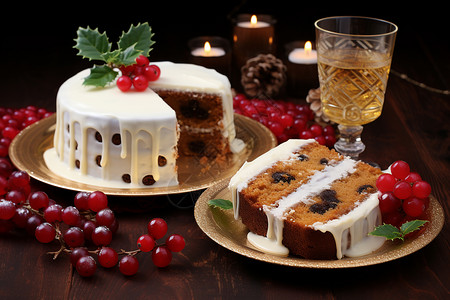美味的圣诞蛋糕背景图片