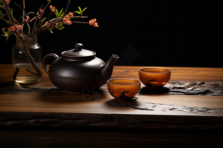 桌子上的雅致的茶具背景图片