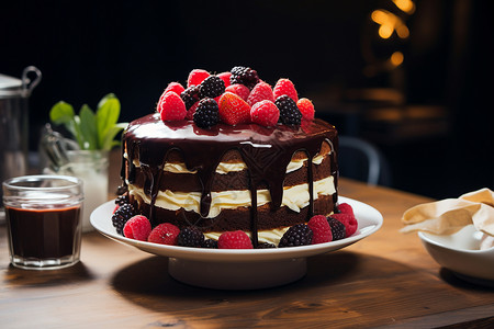 可口的巧克力蛋糕背景图片