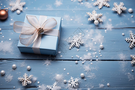 礼物盒子上的雪花背景图片