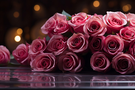 美丽的粉色玫瑰花背景图片