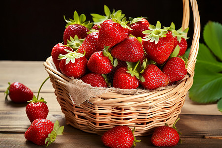 篮子里的草莓背景图片
