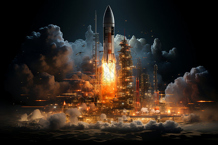 氢动力火箭背景图片