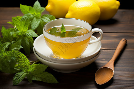 清新健康的柠檬茶背景图片