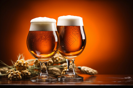 两杯啤酒背景图片