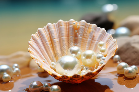 贝壳中的珍珠背景图片