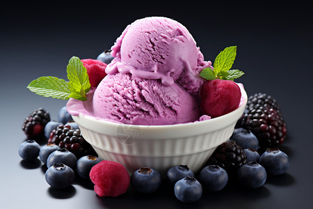 甜蜜诱人的蓝莓冰淇淋背景图片
