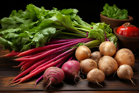 素食盛宴紫色甜菜头高清图片