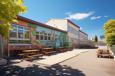 街道上的学校背景图片