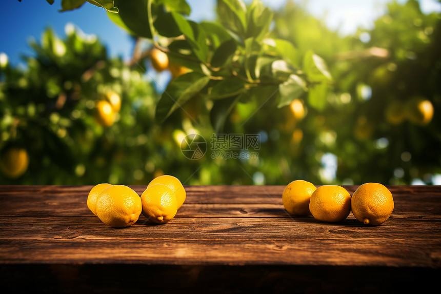 桌上的新鲜柠檬图片