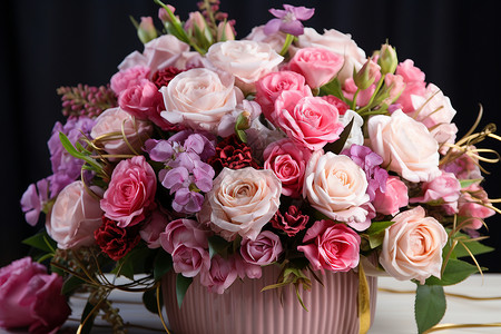 浪漫粉色花束背景图片