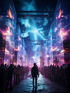 夜幕中的未来音乐会背景图片