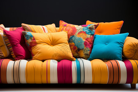 彩色抱枕客厅内舒适的彩色沙发背景