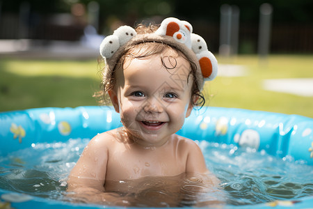游泳池中的儿童背景图片