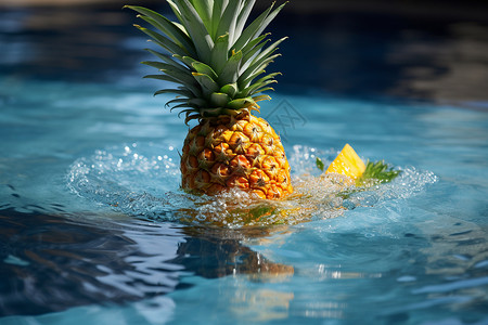 水面上漂浮的菠萝背景图片