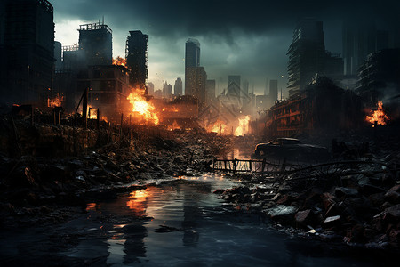 城市灾害建筑瓦砾高清图片