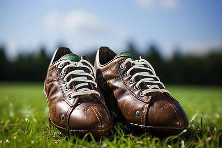 草坪上的鞋子背景图片