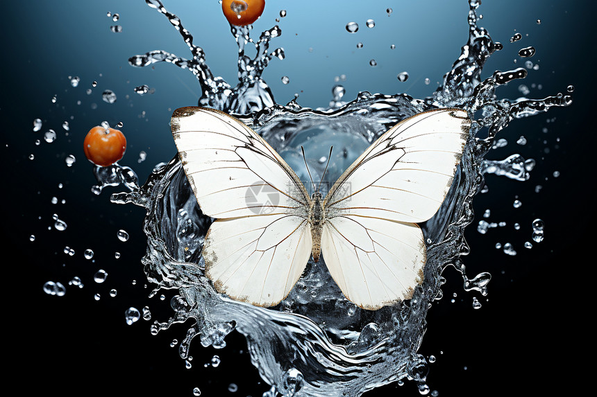 水中的漂亮蝴蝶图片