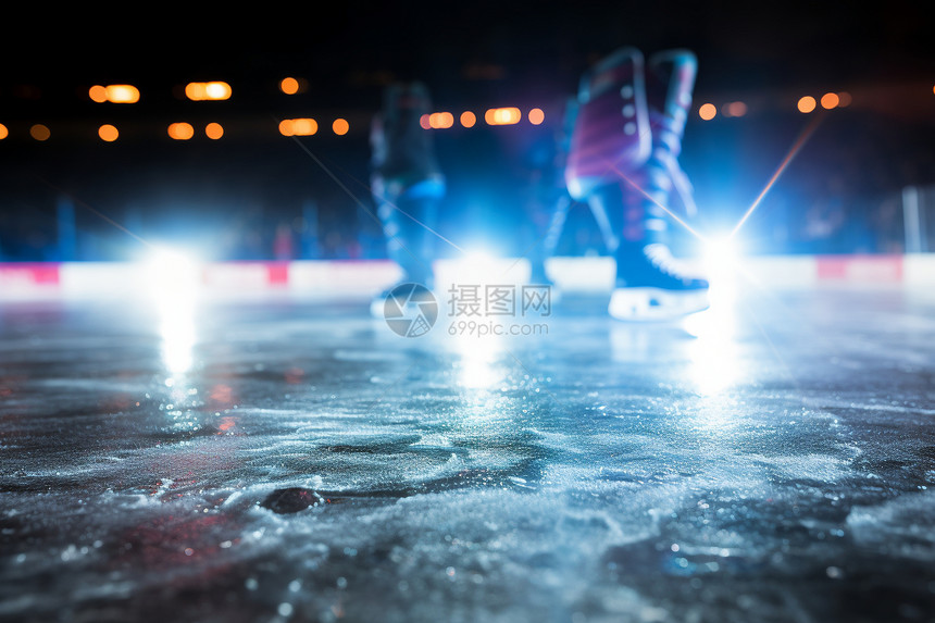冰上曲棍球的炫彩夜晚图片