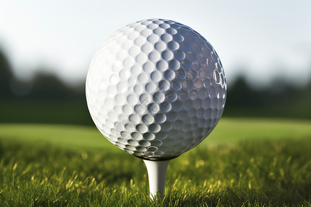 高尔夫球草坪上的一颗球高清图片