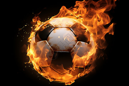 带火焰足球燃烧的足球背景