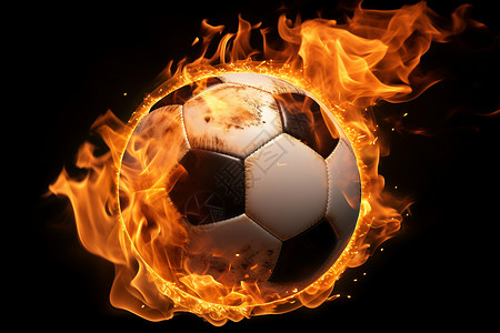 带火焰足球火焰中的足球背景