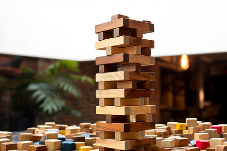 游戏堆叠木块塔背景图片