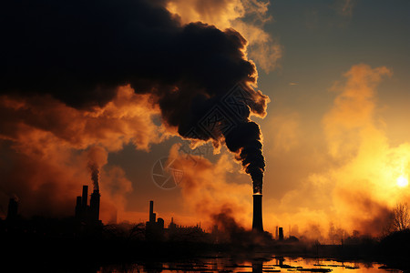 工厂烟囱的污染空气背景图片