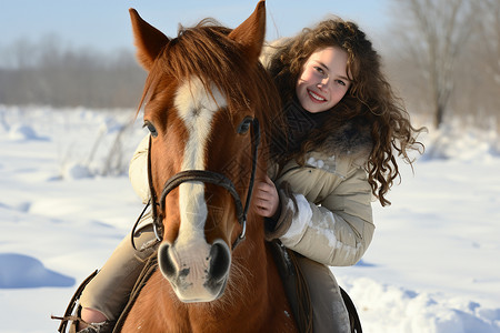 冬日骑马的快乐背景图片