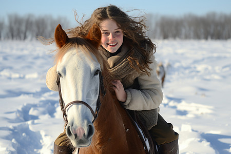 冬日骑马飞驰背景图片