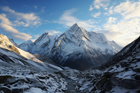 蓝天下的雪山高清图片