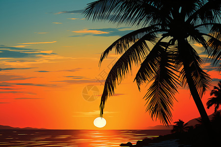 海边的棕榈树背景图片