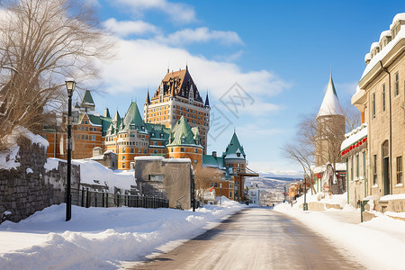 冰雪下的古堡背景图片