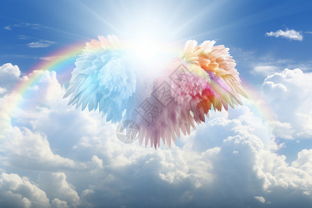 穿越彩虹的天使背景图片
