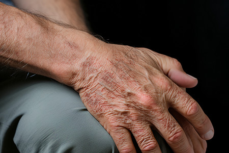 皮肤松弛下垂有许多皱纹的手背景