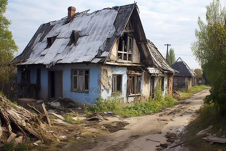 废弃的房子废弃的村庄高清图片