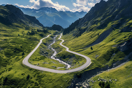 群山间的道路背景图片