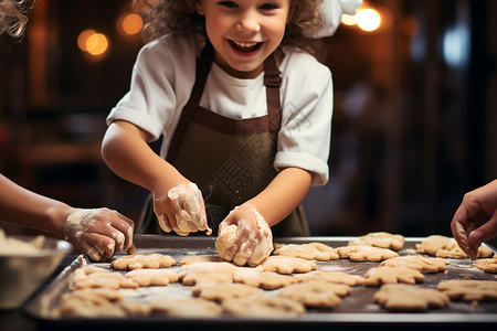 女孩儿烹饪快乐背景图片