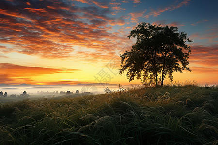 旷野中的孤树背景图片