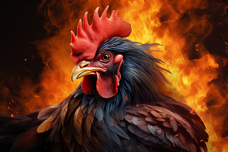 飞禽类动物火红公鸡头设计图片