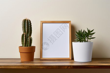 室内植物与画框背景图片