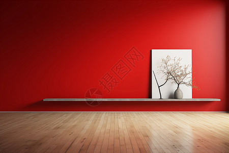 红色墙壁的房间背景图片