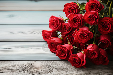 木桌上的玫瑰花背景图片
