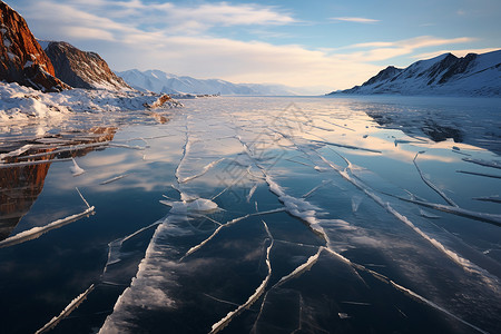 浩瀚冰雪冬日贝加尔湖背景图片